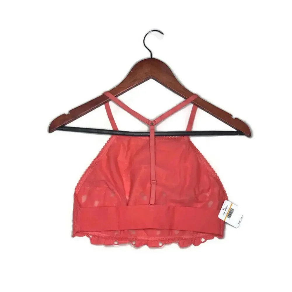 Intimately Free People June Eyelet Bralette Halter Crop Top Kiss Kiss Coral S - Picture 3 of 6